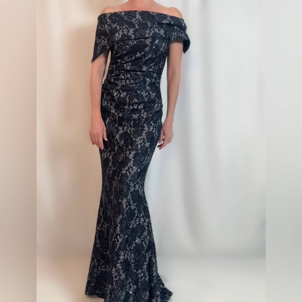 Vince Camuto Black Lace One Shoulder Dress